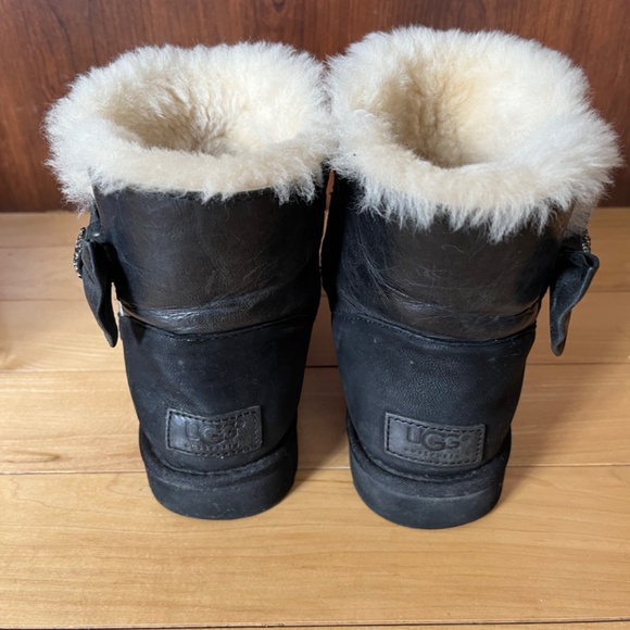 UGG Leather Mini Crystal Bow Boots - Picture 2 of 6